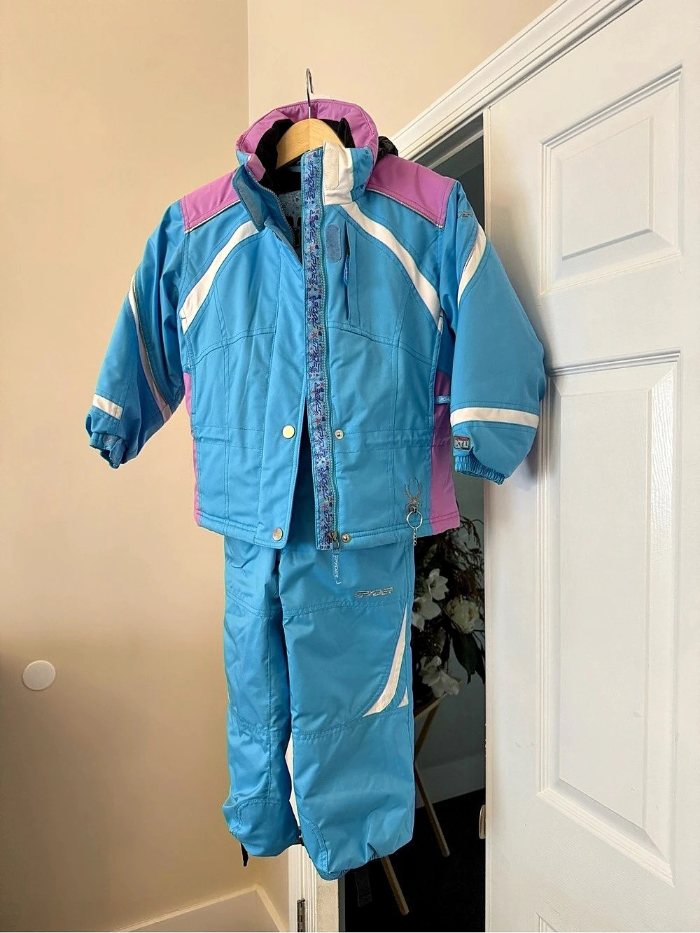 Spyder Itsy Bitsy Kids Ski Suit 2-Piece Set Blue Pink Size 5 / 110